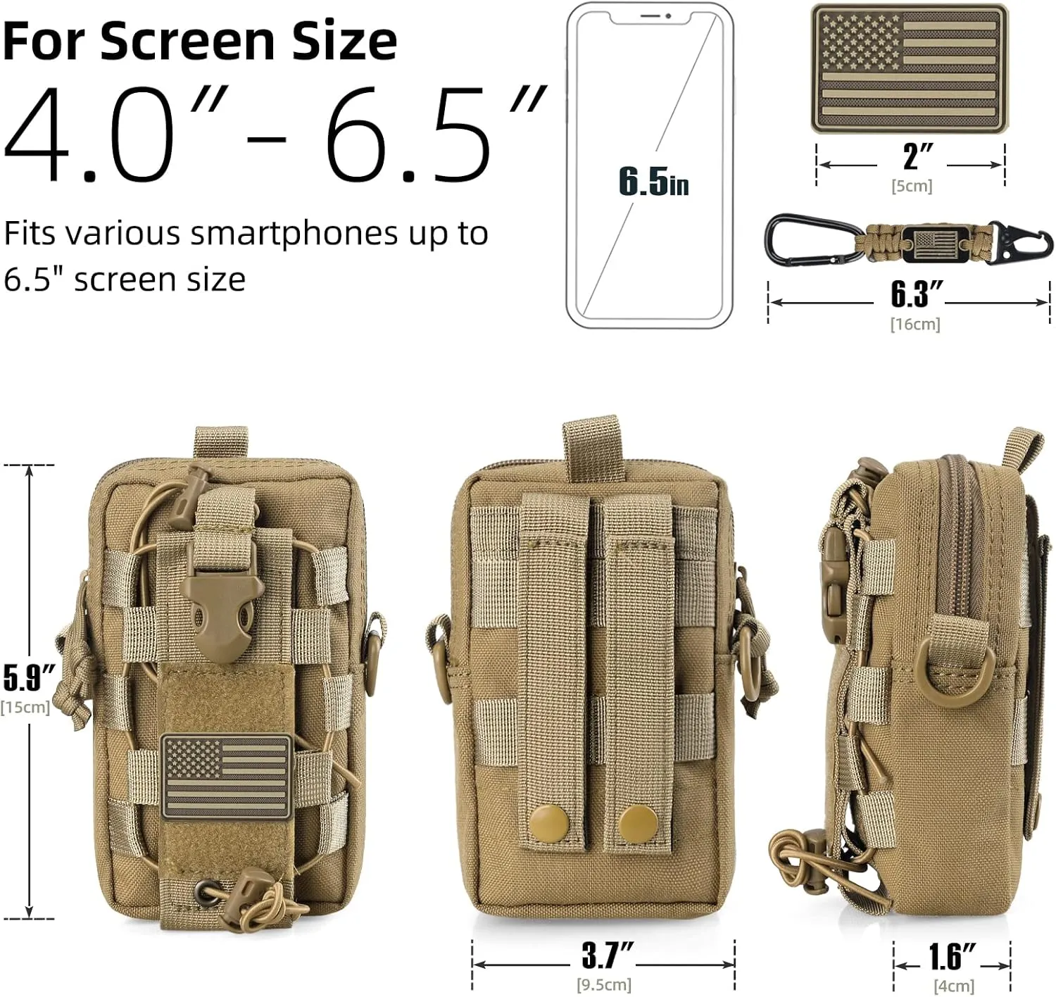 WYNEX Molle EDC Waist Pouch, Tactical Utility Pouch Organizer Water Bottle Carrier Adjustable Small Compact Tool Bag with Shoulder Strap for Hiking