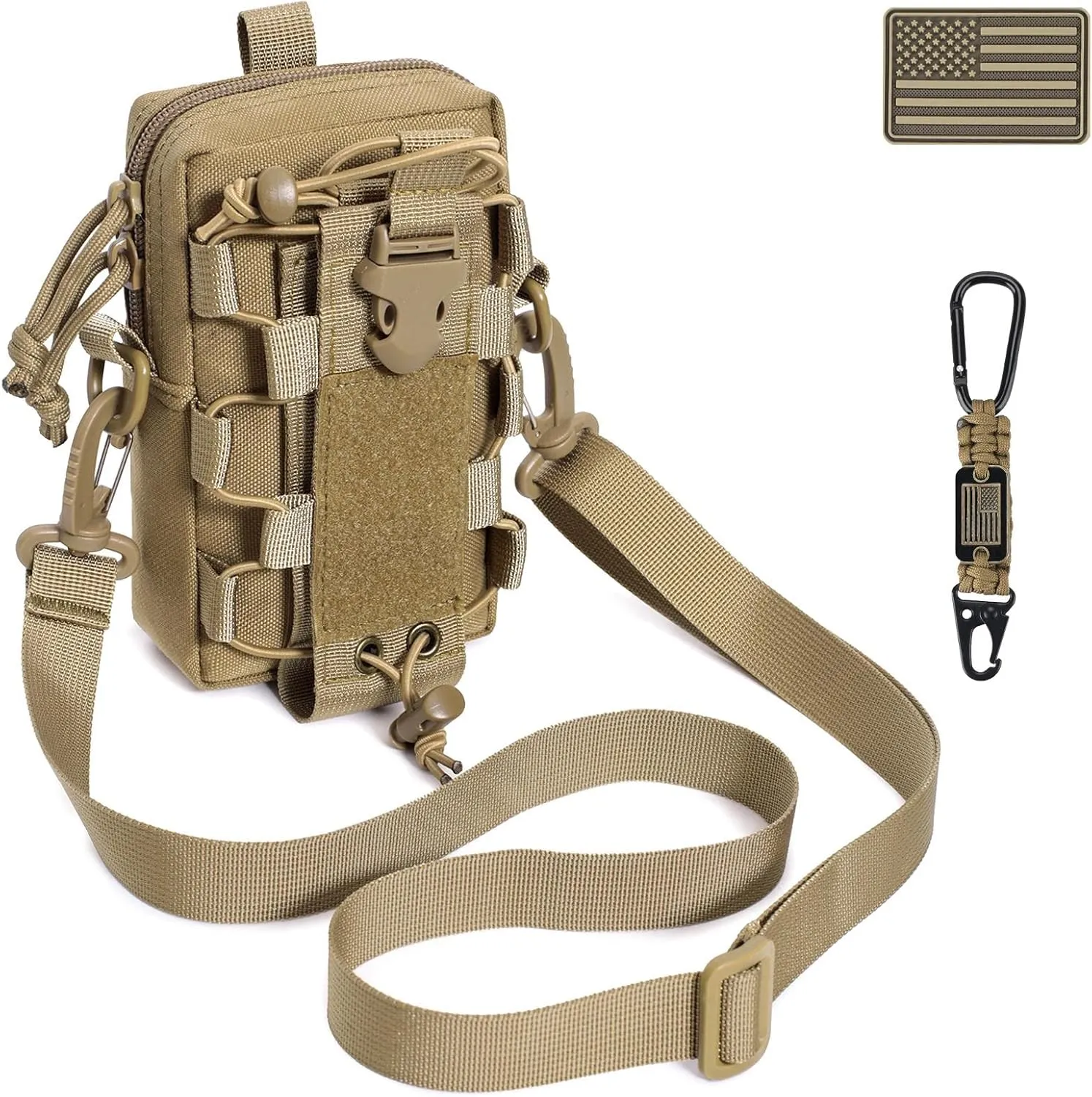 WYNEX Molle EDC Waist Pouch, Tactical Utility Pouch Organizer Water Bottle Carrier Adjustable Small Compact Tool Bag with Shoulder Strap for Hiking