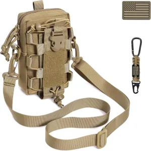 WYNEX Molle EDC Waist Pouch, Tactical Utility Pouch Organizer Water Bottle Carrier Adjustable Small Compact Tool Bag with Shoulder Strap for Hiking
