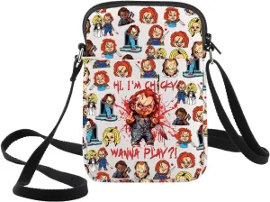 WZMPA Killer Doll Bride Fans Crossbody Bag Horror Gift Wanna Play Don't Call Me Sweetie Shoulder Bag Evil Doll Merchandise