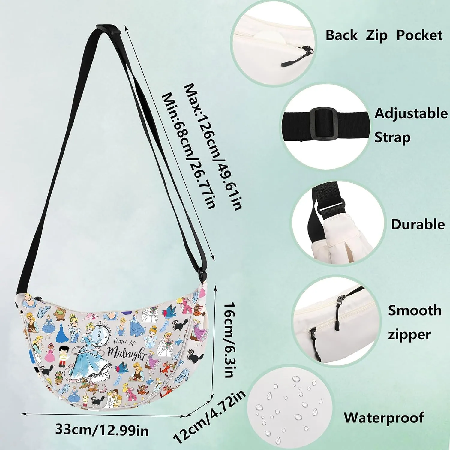 WZMPA Magical Princess Crossbody Bag Cartoon Rat Fans Gifts Dance Until Midnight Scullery Maid Shoulder Bag Fairy Tales Merch
