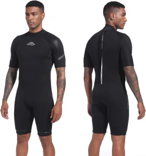 XUKER Mens Shorty Wetsuit Women, 3mm Back Zip Diving Suit Neoprene Short Sleeve Thermal Wet Suit for Diving Snorkeling Surfing Swimming