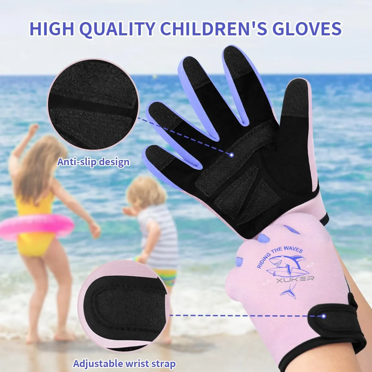 XUKER Neoprene Gloves for Kids, 2mm Wetsuit Dive Gloves Keep Warm for Diving Scuba Kayaking Snorkeling Swimming Water Sports