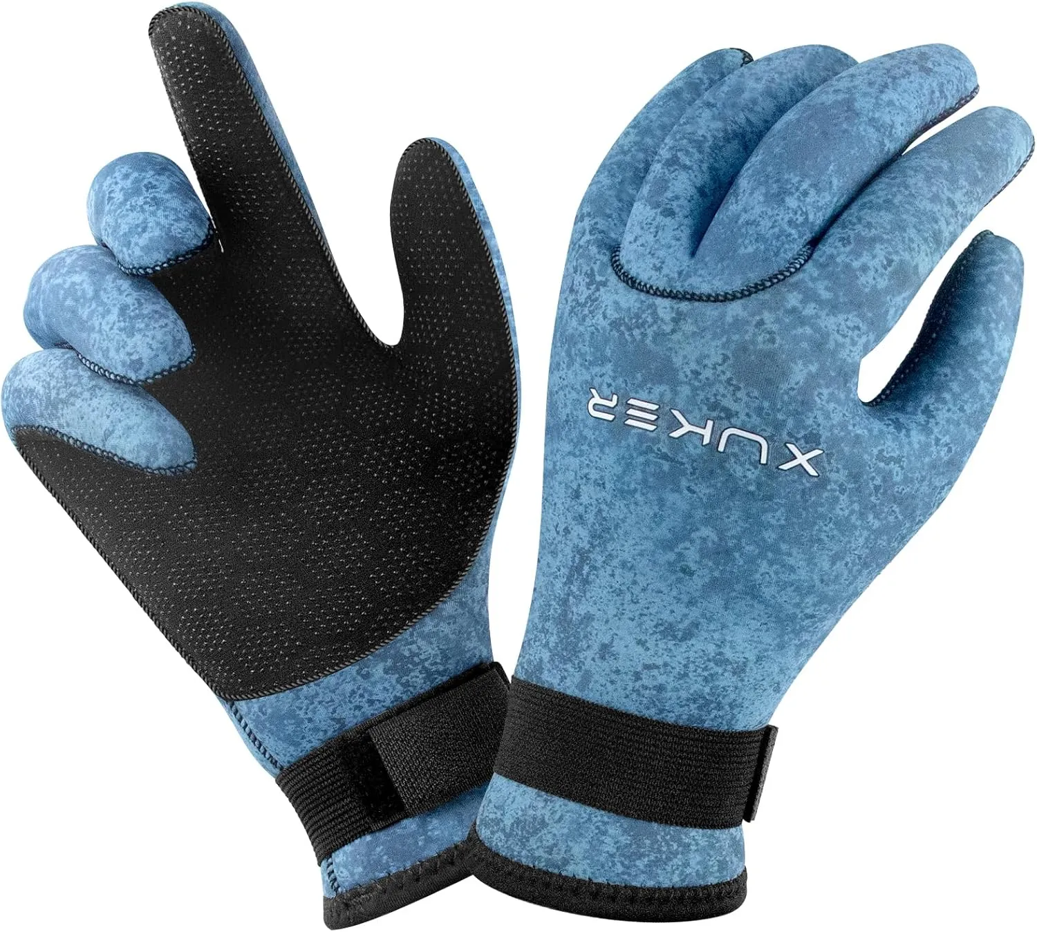 XUKER Neoprene Gloves Men Women, 3mm Camouflage Patterned Winter Wetsuit Gloves Keep Warm for Scuba Diving Surfing Swimming Fishing Water Sports