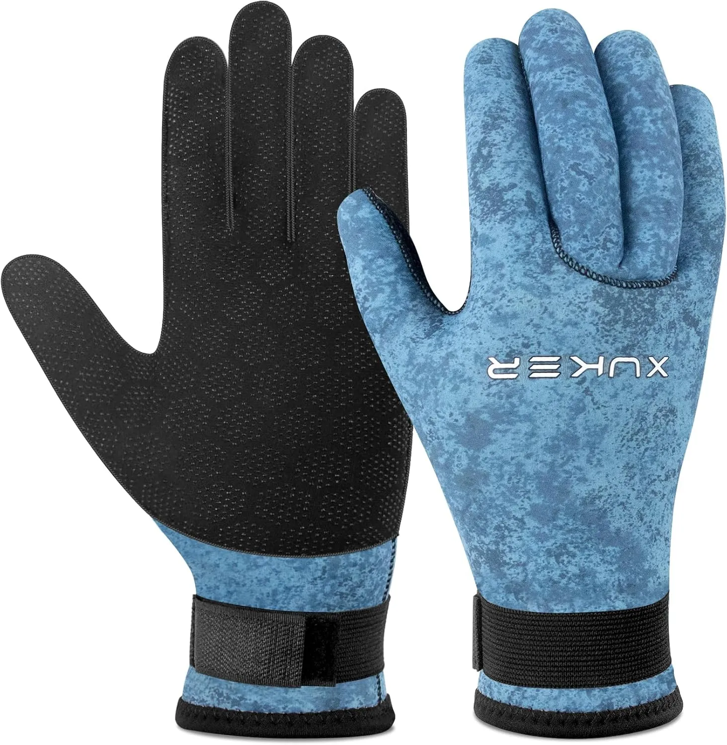 XUKER Neoprene Gloves Men Women, 3mm Camouflage Patterned Winter Wetsuit Gloves Keep Warm for Scuba Diving Surfing Swimming Fishing Water Sports