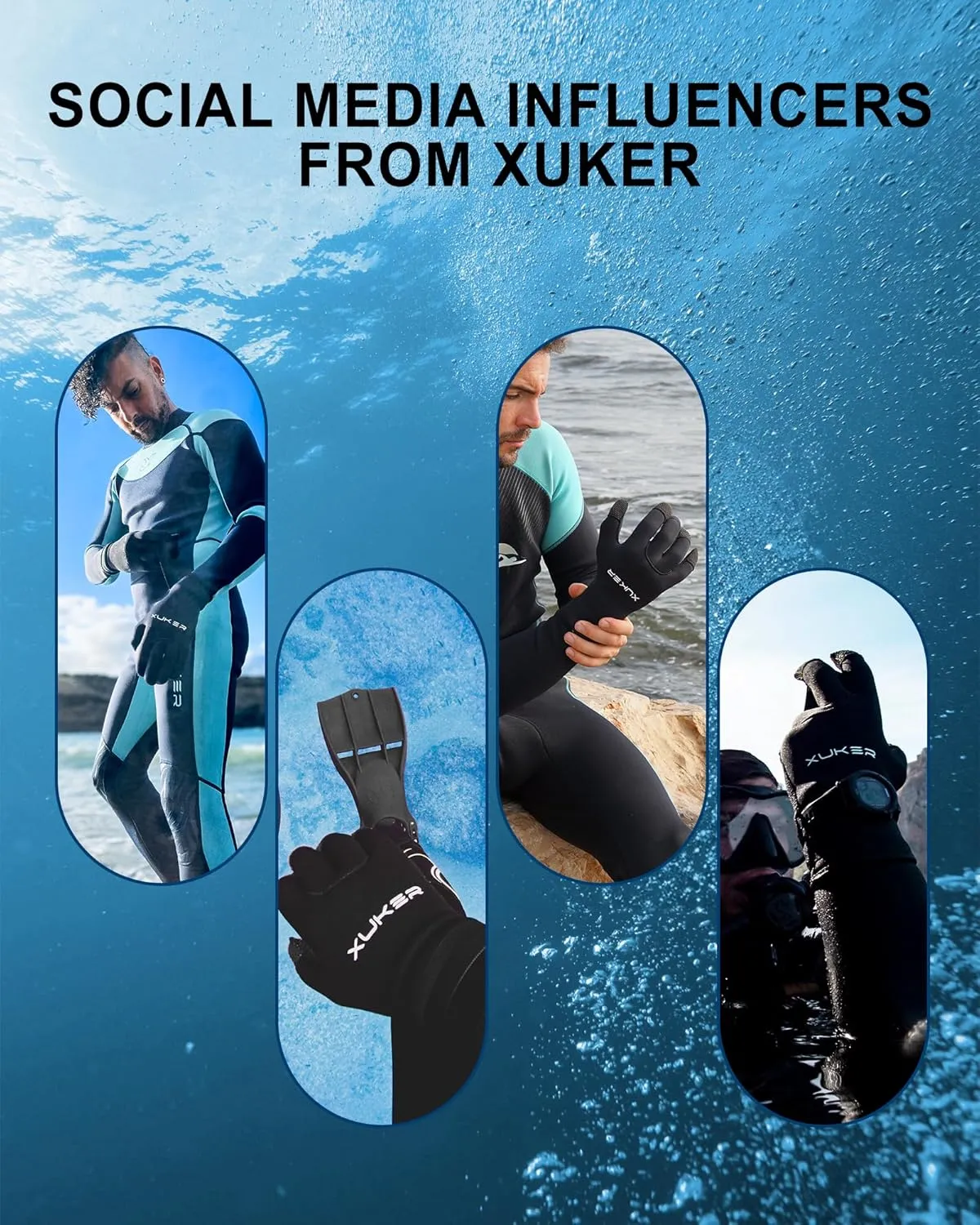 XUKER Neoprene Gloves Men Women, 3mm Camouflage Patterned Winter Wetsuit Gloves Keep Warm for Scuba Diving Surfing Swimming Fishing Water Sports