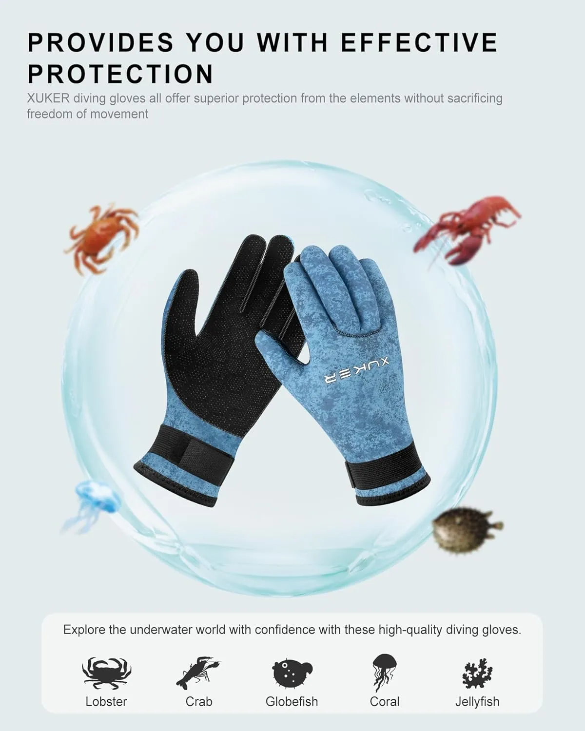 XUKER Neoprene Gloves Men Women, 3mm Camouflage Patterned Winter Wetsuit Gloves Keep Warm for Scuba Diving Surfing Swimming Fishing Water Sports
