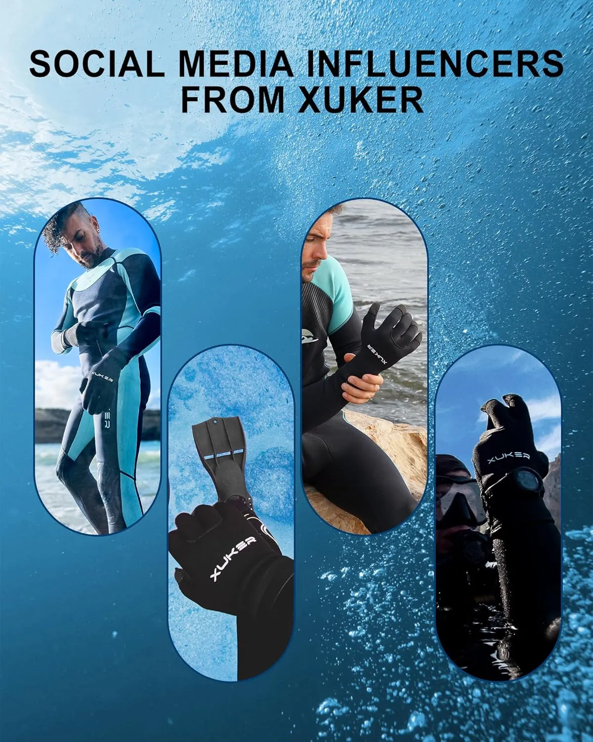 XUKER Neoprene Gloves Women Men, 3mm Wetsuit Dive Gloves Keep Warm for Diving Scuba Kayaking Snorkeling Swimming Water Sports
