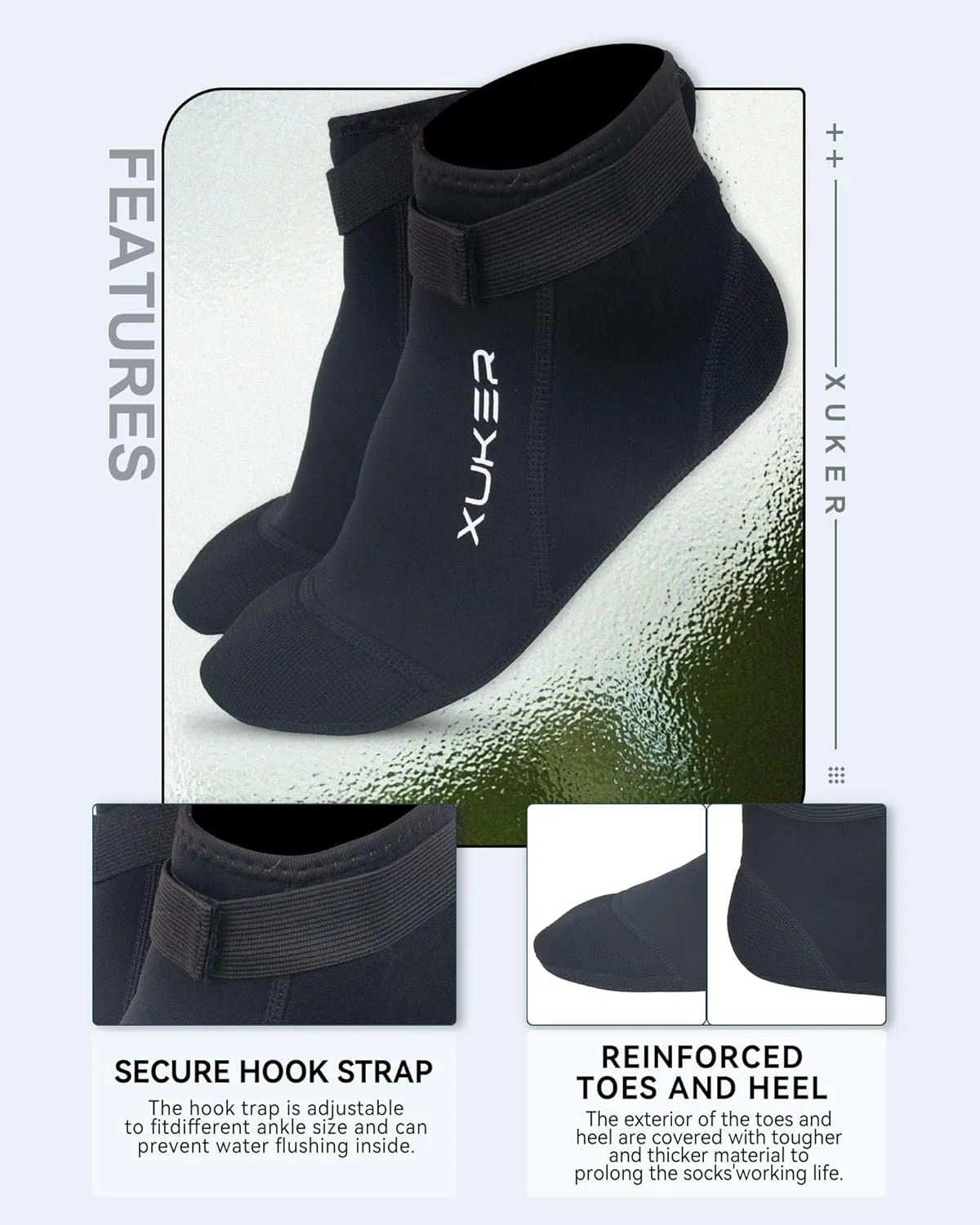 XUKER Neoprene Socks, 3mm Beach Volleyball Sand Soccer Wetsuit Socks Water Booties for Diving Snorkeling Kayaking Paddling