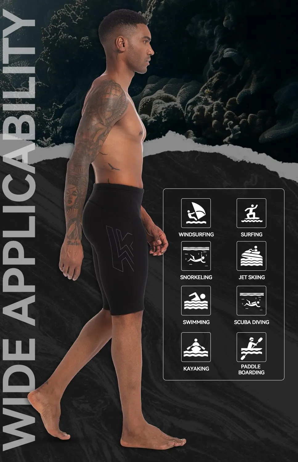 XUKER Wetsuit Shorts Men Women 3mm, Neoprene Shorts Wet Suits for Water Sports Pool Swimming Snorkeling Floating Canoeing Aerobics