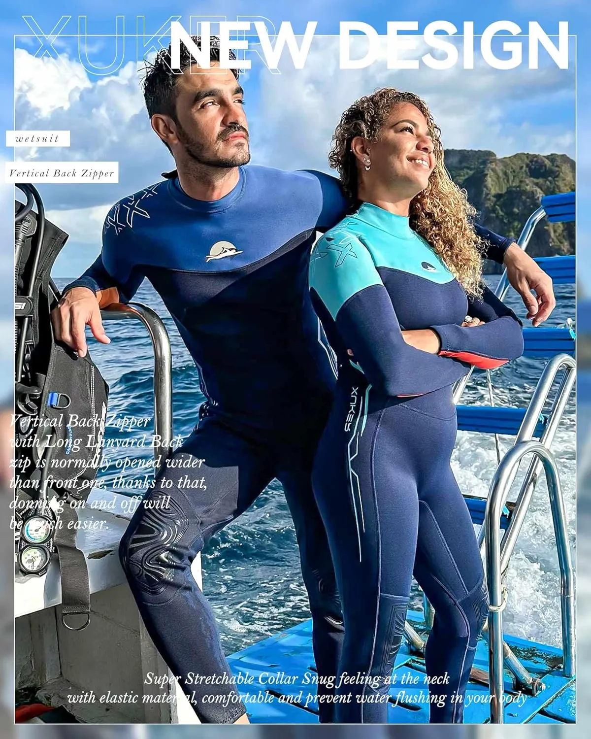 XUKER Women Men Wetsuit 2mm 3mm, Neoprene Wet Suits Front/Back Zip in Cold Water Full Body Dive Suit for Water Sports