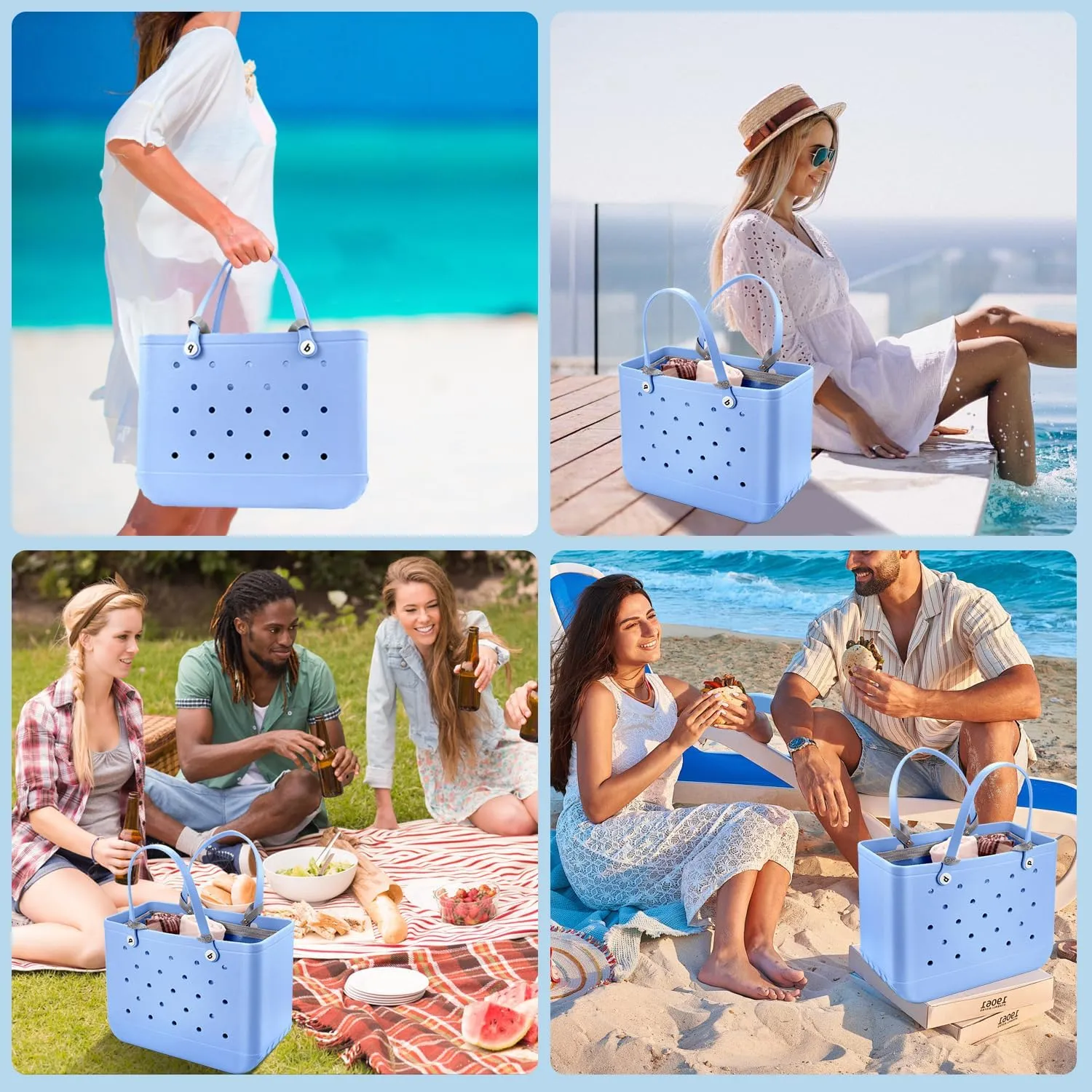 XYFuuee Beach Bag Organizer Inserts for X Large Bogg Bag Accessories, Original XL Lightweight Mesh Insert Divider Pouch, Organizing Rubber Tote Bags, Save Storage Space (Gray)