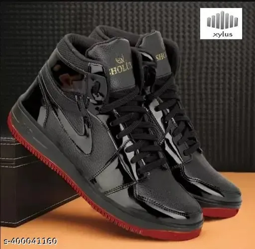XYLUS Black Fancy Laser Cuts Lace-Up Sports Shoes | Casual Shoes | Sneakers | Shoes For Men | Casual Shoes for Men |
