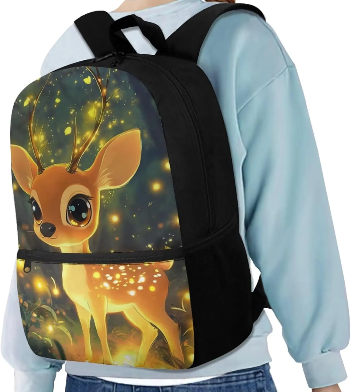 Yellow Deer Pre School Backpack for Girls with Lunch Box Fashion Trend Bookbags for 6Th Grade Kids Lightweight Casual Daypack with Zip Front Pocket Aesthetic New Semester Gifts Bag