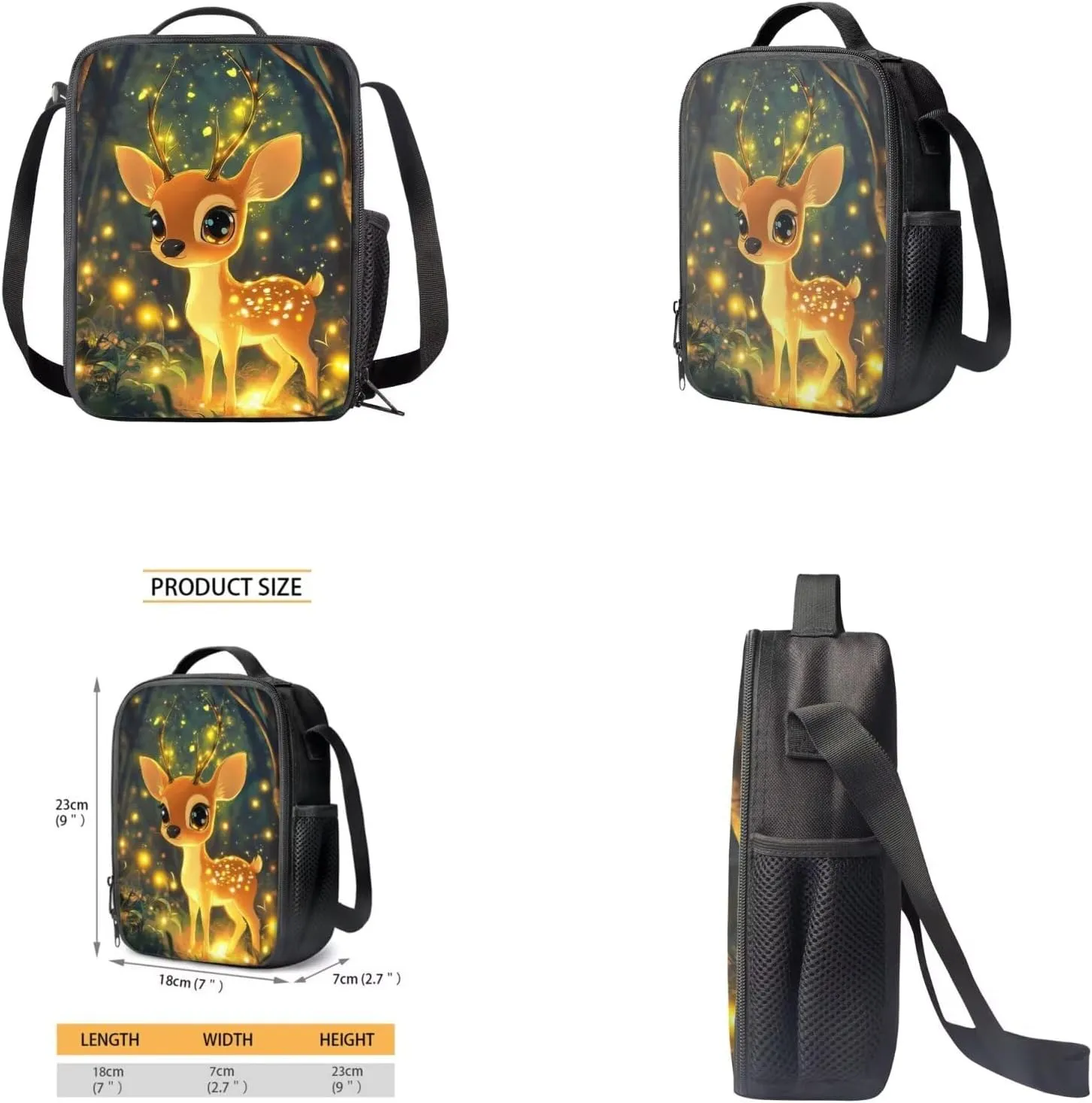 Yellow Deer Pre School Backpack for Girls with Lunch Box Fashion Trend Bookbags for 6Th Grade Kids Lightweight Casual Daypack with Zip Front Pocket Aesthetic New Semester Gifts Bag
