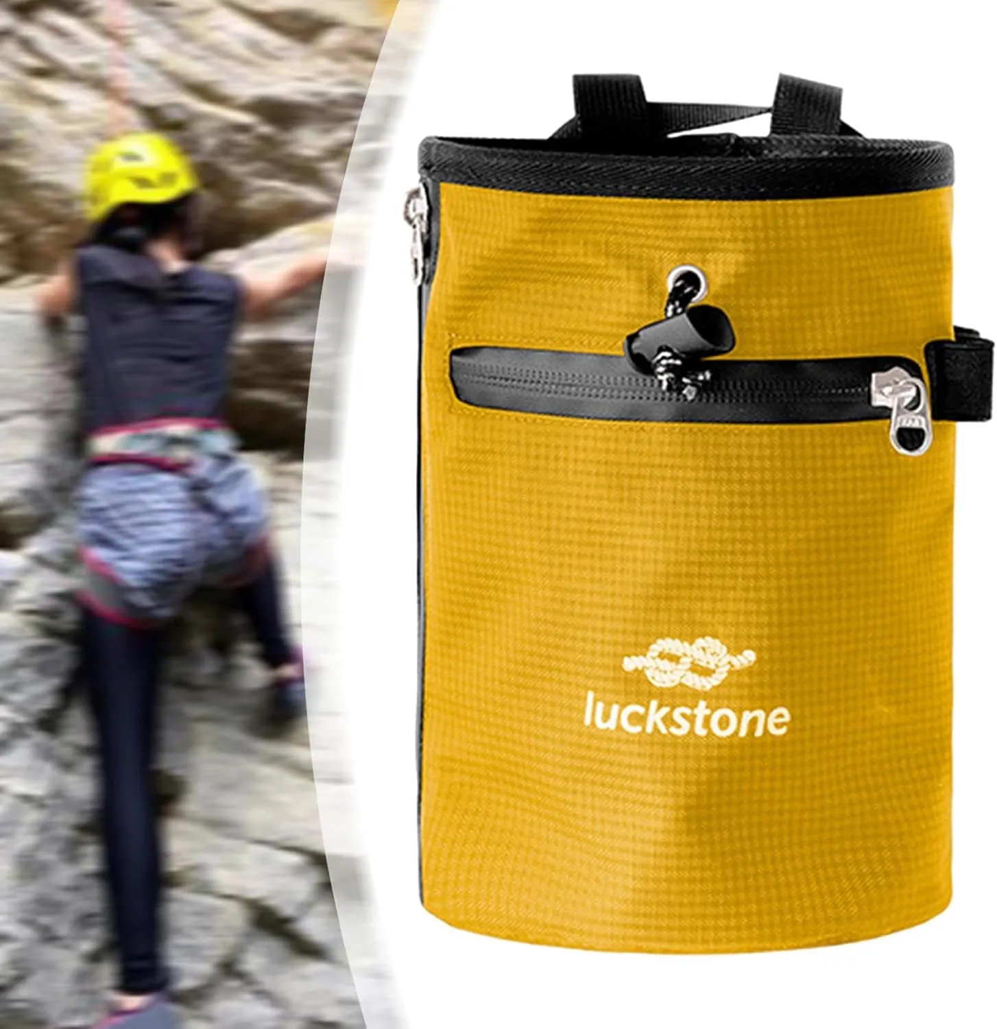 YIJU Chalk Bag for Rock Climbing with Zipper Pocket Lightweight Storage Pouch Adjustable Waist Belt for Workout Sports Disc Golf