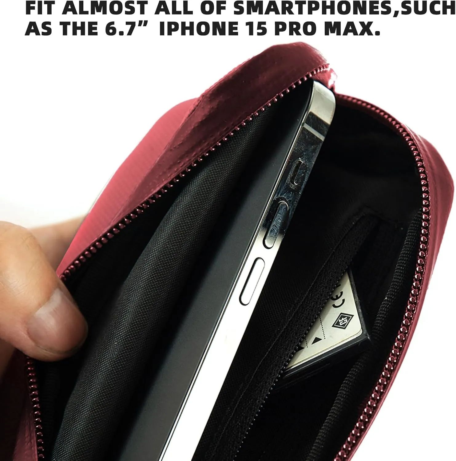 YKYWBIKE Cycling Essentials Case,Waterproof Cell Phone Bag,Bike Tools Kit Pouch for Jersey,Sweat-proof Cycling Wallet,Dirt-resistant Cycling Pouch Bag Burgundy