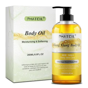 Ylang Ylang Body Oil, 260ML Large Bottle Body Oils for Nourishing Skin, Long-Lasting Sweet Fragrance Ylang Ylang Body Oil Massage Oil for Hair Care & Body Care - 8.8FL.OZ