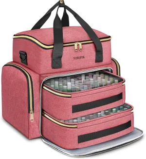 YOREPEK Nail Polish Organizer Case With Foam Inserts Protect Up 96 to 100  Bottles (15ml/0.5 fl.oz) UV lamp, Travel Nail Tech Carrying Case with Adjustable Space for Gel Dip Powder Tips Set, Pink