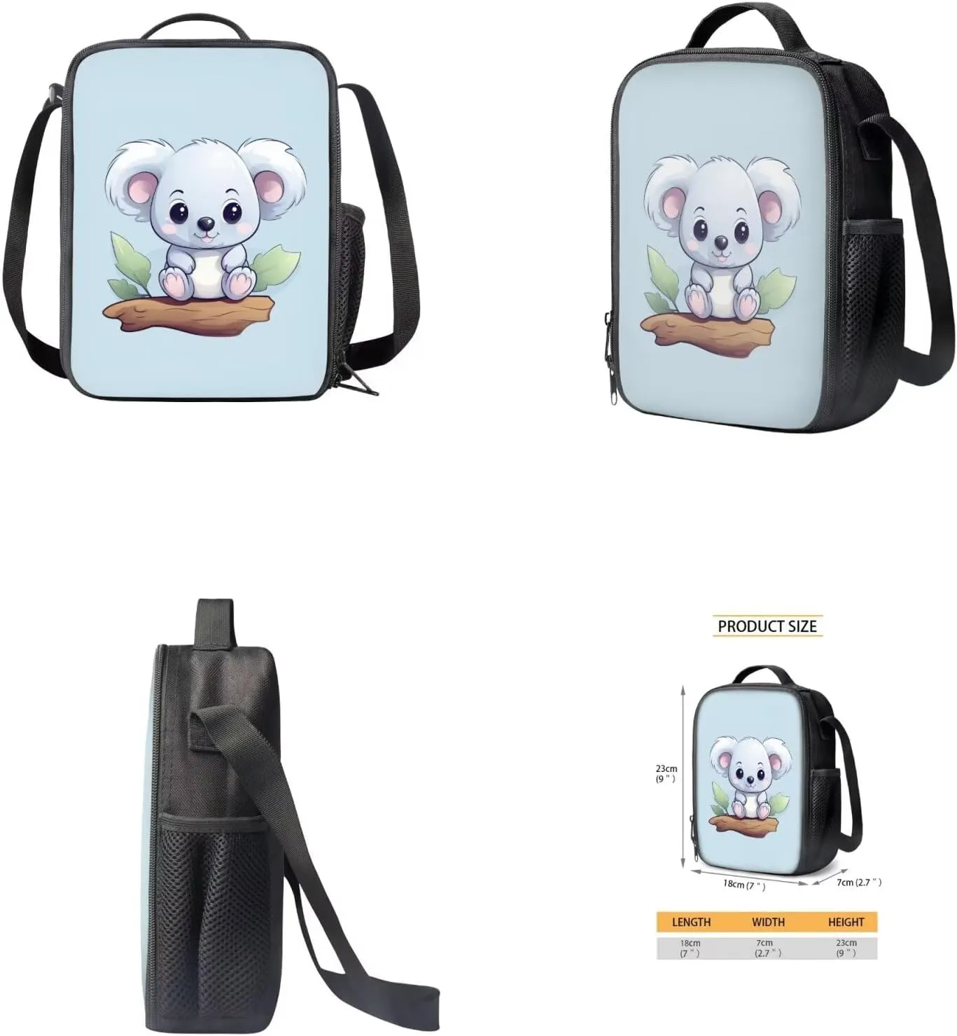 Ystardream Blue Koala Backpack With Lunch Box Bookbags for 6Th Grade Girls Middle School Backpack Set 4 in 1 with Water Bottle Sleeve Kindergarten Middle School Bookbags Set for Teens Kids