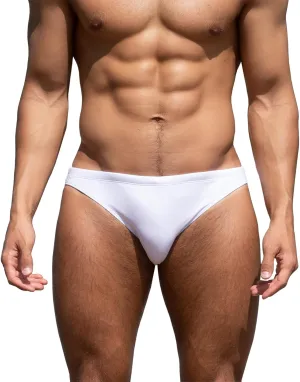 YUZHOU Mens Bikini Swimwear Low Rise Swim Briefs Solid Bathing Suit Sexy Swimsuit with Elastic Drawstring