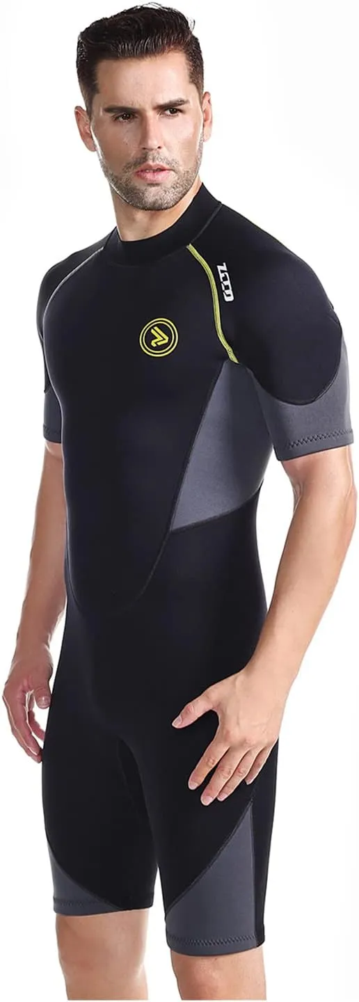 ZCCO Men's Wetsuits 1.5/3mm Premium Neoprene Back Zip Shorty Dive Skin for Spearfishing,Snorkeling, Surfing,Canoeing,Scuba Diving Suits