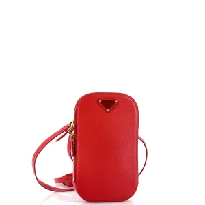 Zip Phone Holder Crossbody Bag Saffiano Leather