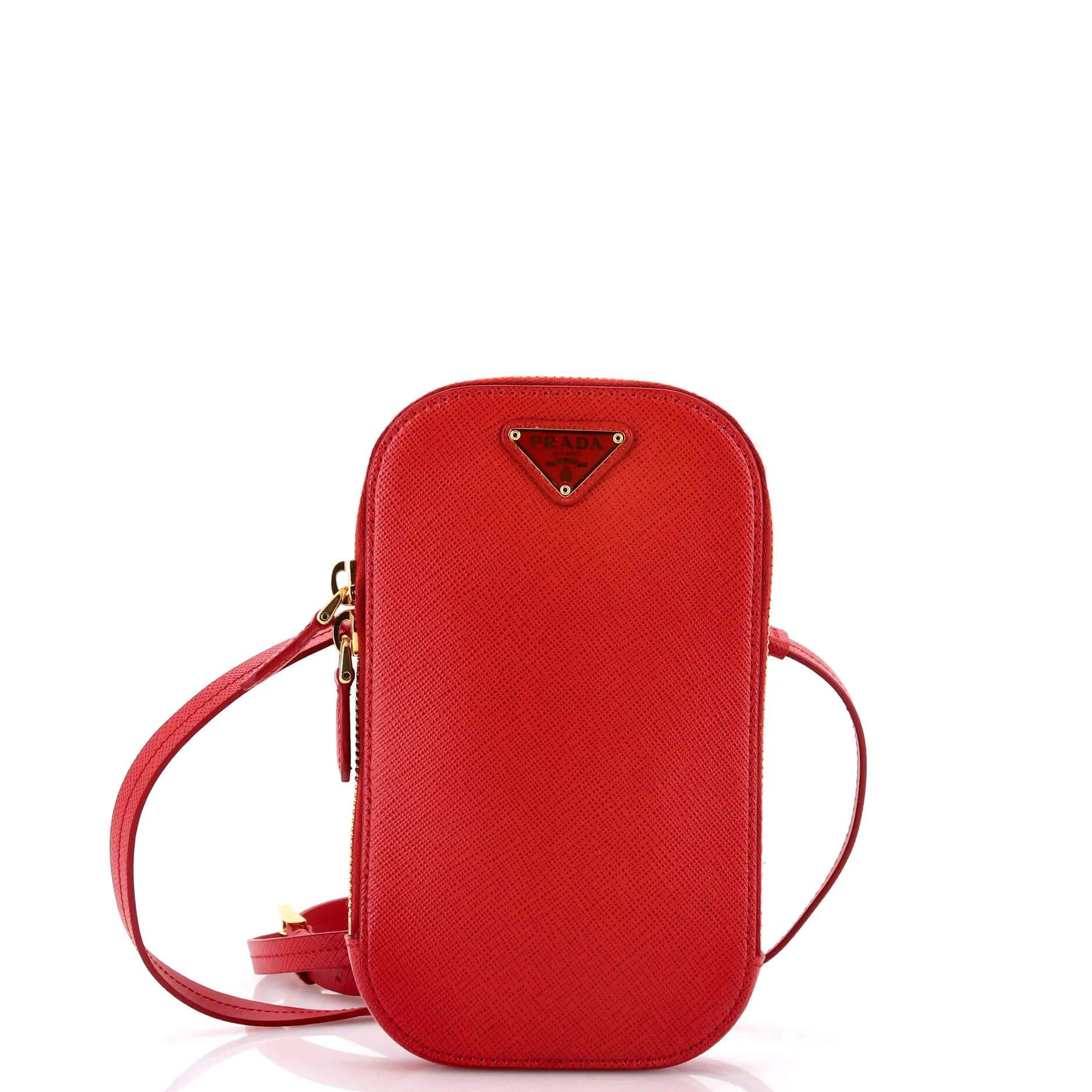 Zip Phone Holder Crossbody Bag Saffiano Leather
