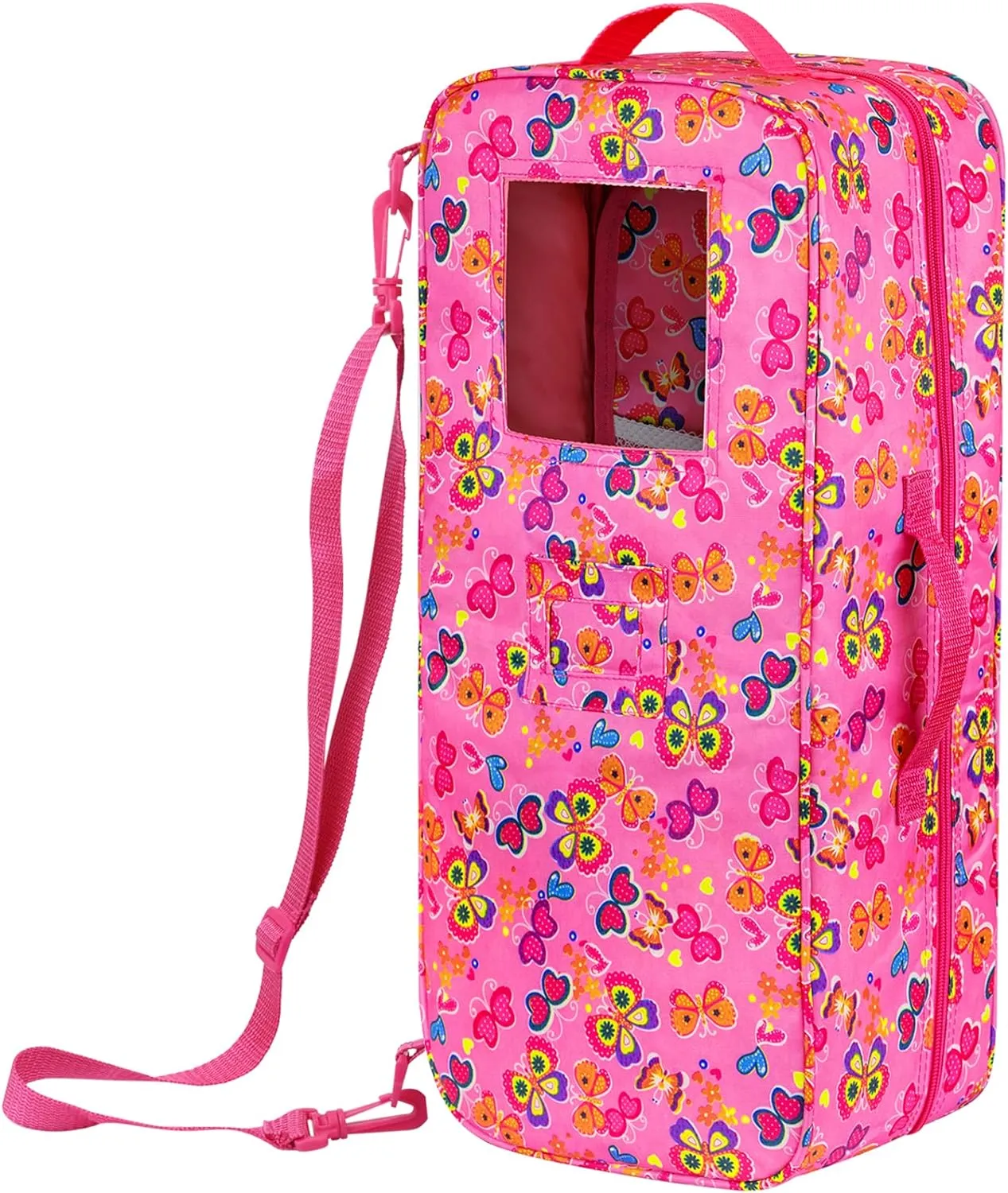 ZITA ELEMENT Doll Travel Carrier Case - Crossbody Shoulder Bag for 18 Inch Doll Accessories with Multi-Pocket, Storage Closet Wardrobe Makeovers