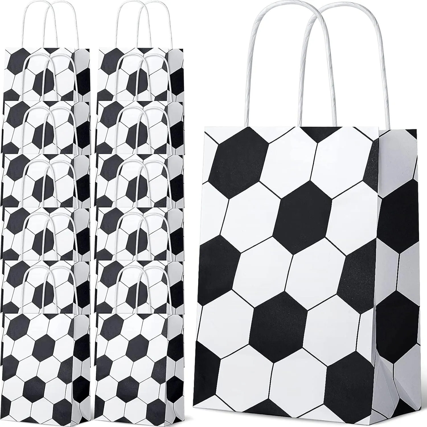 Zonon 24 Pieces Soccer Paper Party Favor Bags Print Present Goodie Bags Sport Treat packets Candy Snack packets for Kids Adults Birthday Party(Soccer)